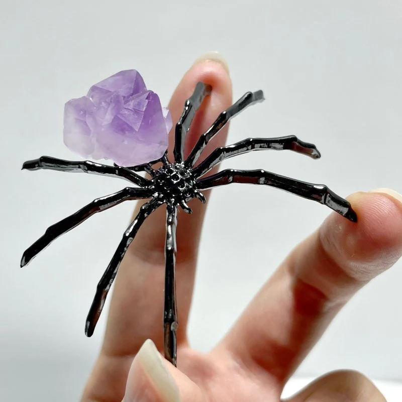 Amethyst Cluster Spider Ornament Handmade Alloy Spider Wholesale - Image 7