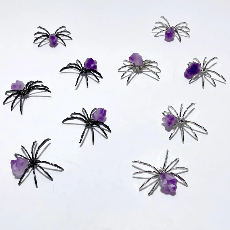 Amethyst Cluster Spider Ornament Handmade Alloy Spider Wholesale - Image 8