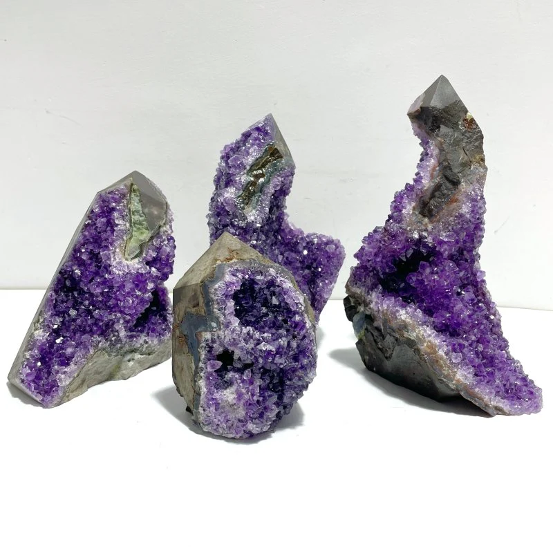 4 Pieces Amethyst Cluster Tower Points