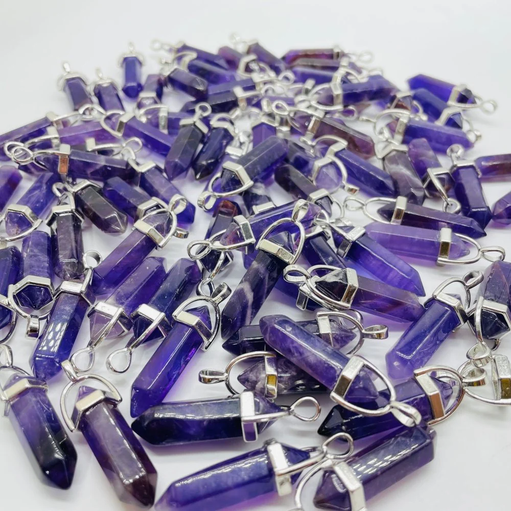 Amethyst Double Point Pendant Wholesale - Image 2