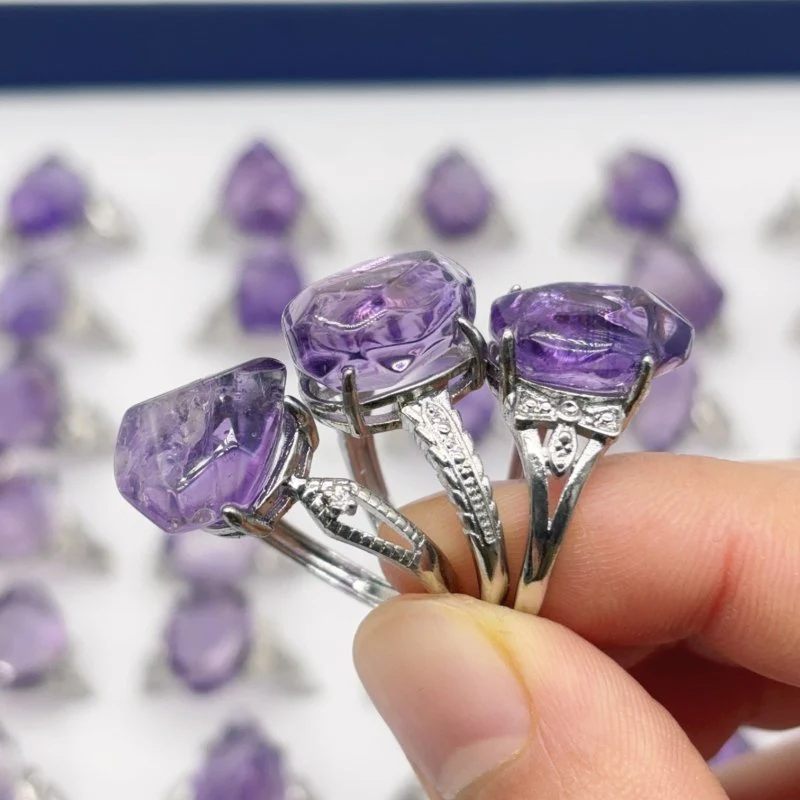 50 Pieces Freeform Amethyst Different Styles Ring - Image 2