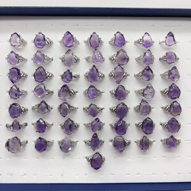 50 Pieces Freeform Amethyst Different Styles Ring - Image 3