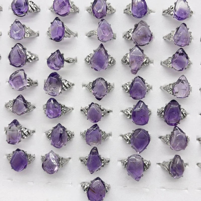 50 Pieces Freeform Amethyst Different Styles Ring - Image 5