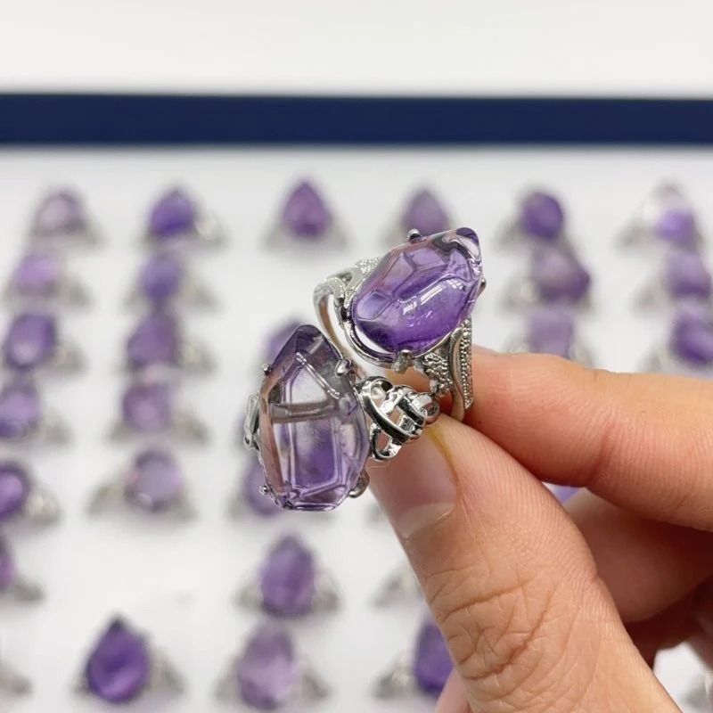 50 Pieces Freeform Amethyst Different Styles Ring - Image 7