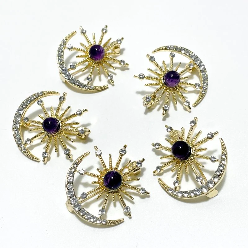 Moon Star Brooch Wholesale Amethyst Garden Quartz Amazonite Labradorite - Image 10
