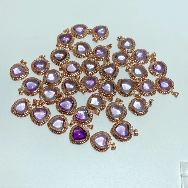 36 Pieces Amethyst Heart Shape Crystal Pendants