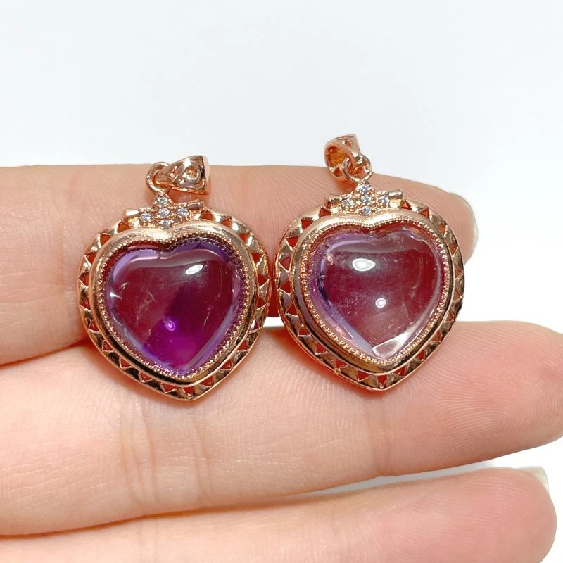 36 Pieces Amethyst Heart Shape Crystal Pendants - Image 2