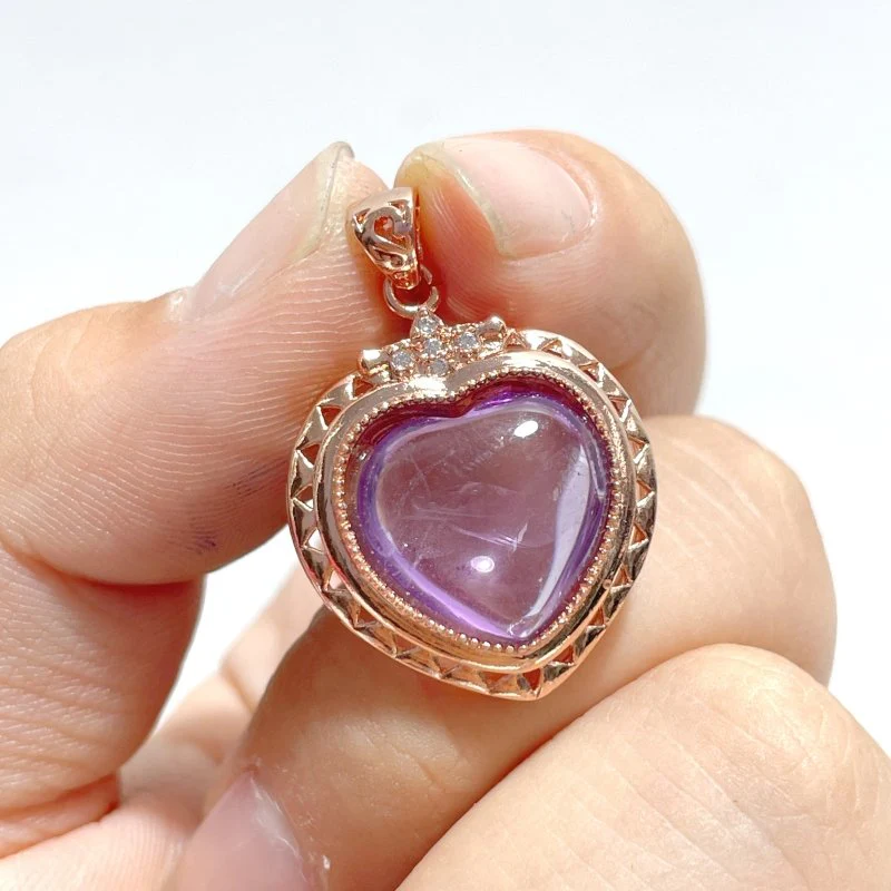 36 Pieces Amethyst Heart Shape Crystal Pendants - Image 4