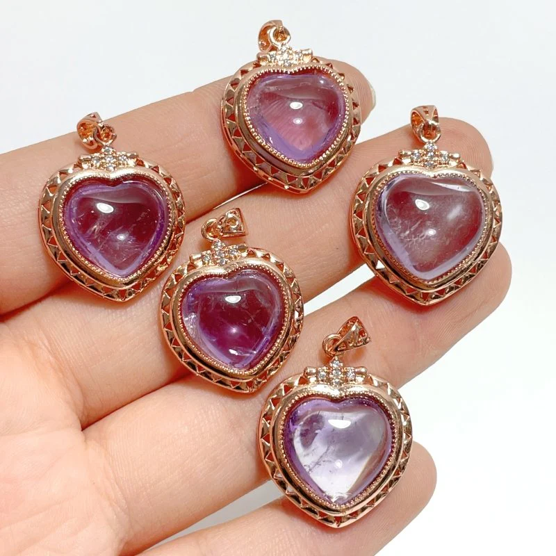 36 Pieces Amethyst Heart Shape Crystal Pendants - Image 5