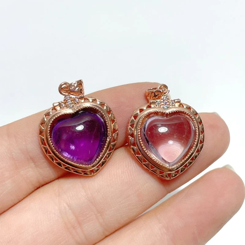 36 Pieces Amethyst Heart Shape Crystal Pendants - Image 7