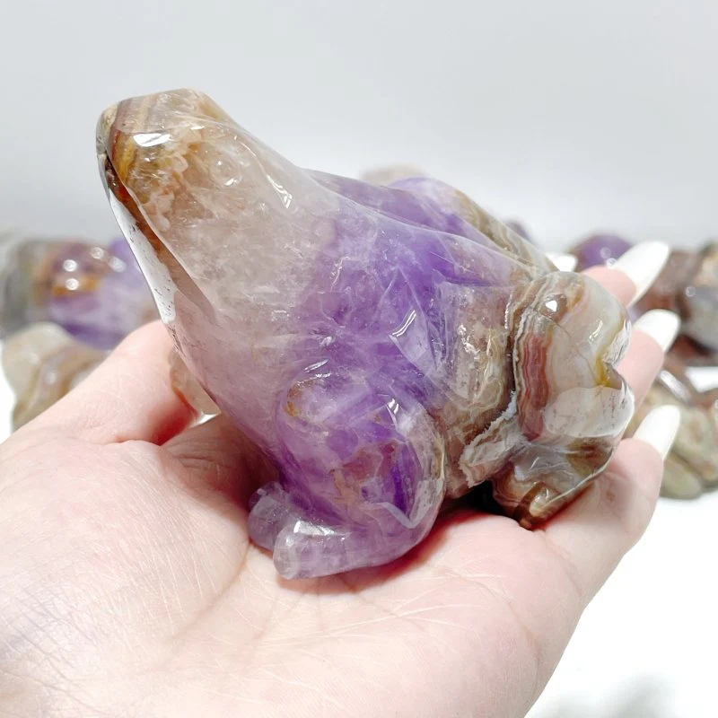 9 Pieces Amethyst Mixed Agate Frog Carving - Image 3