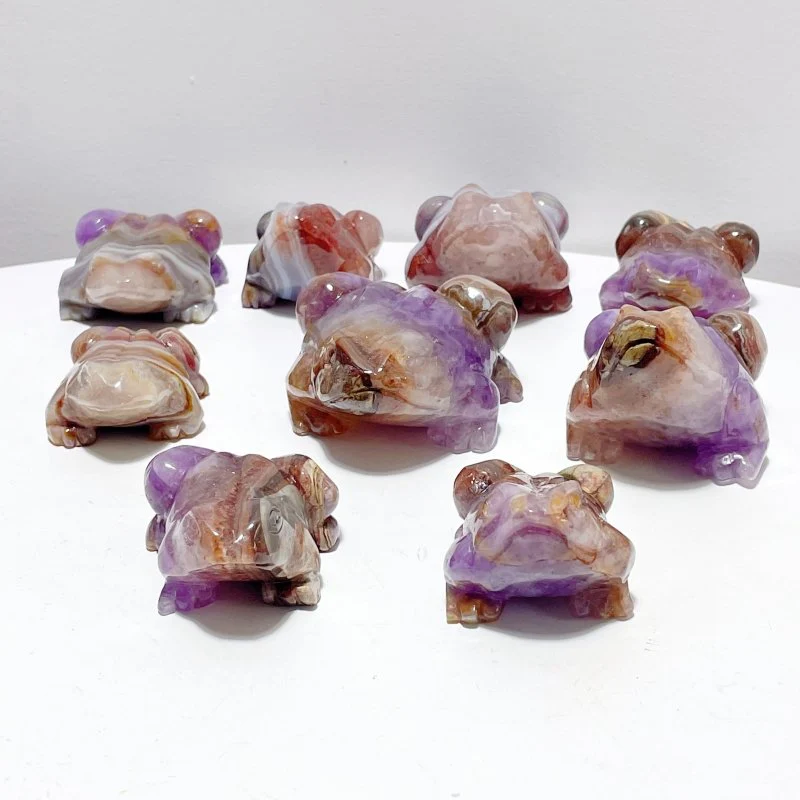 9 Pieces Amethyst Mixed Agate Frog Carving - Image 5