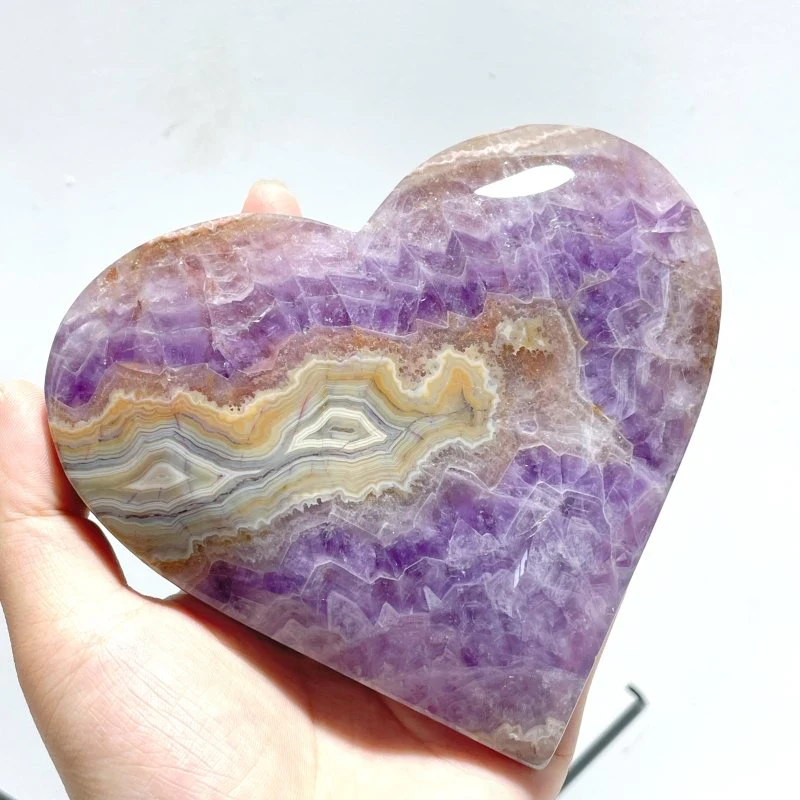 6 Pieces Amethyst Mixed Agate Heart With Stand - Image 2