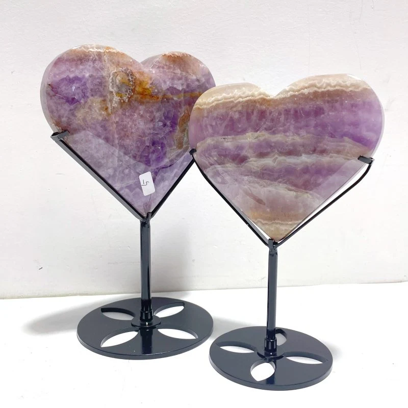 6 Pieces Amethyst Mixed Agate Heart With Stand - Image 3