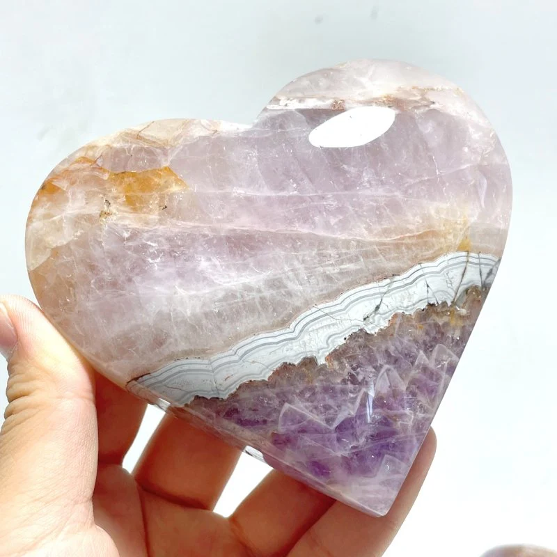6 Pieces Amethyst Mixed Agate Heart With Stand - Image 4