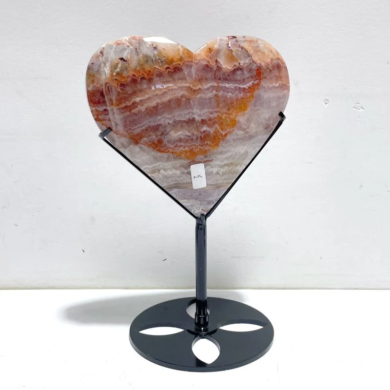 6 Pieces Amethyst Mixed Agate Heart With Stand - Image 5