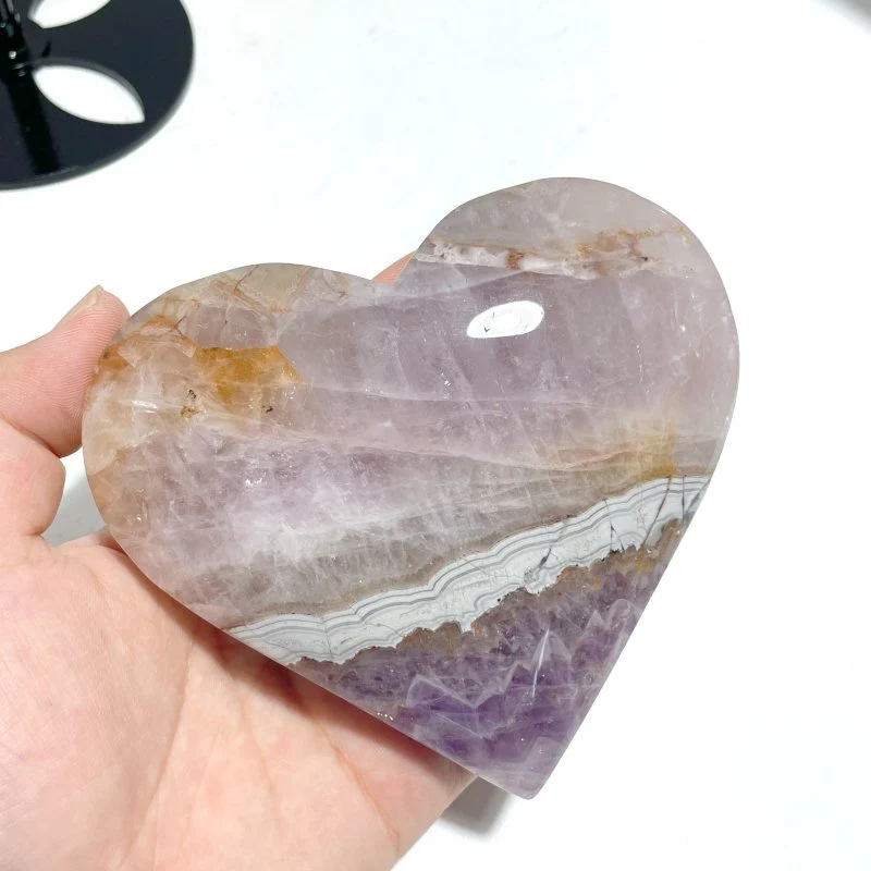 6 Pieces Amethyst Mixed Agate Heart With Stand - Image 6