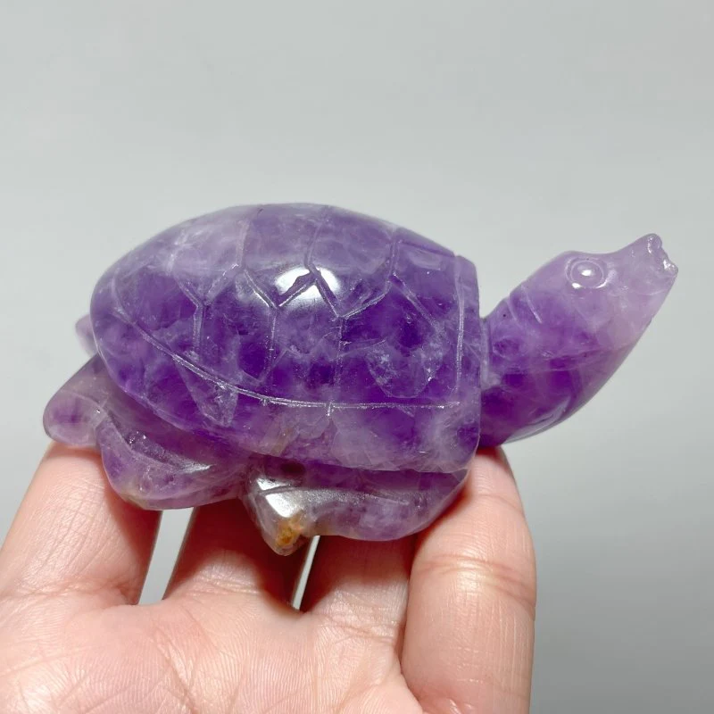 11 Pieces Amethyst Mixed Agate Turtle Carving - Image 2