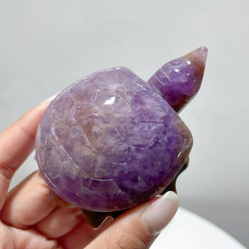 11 Pieces Amethyst Mixed Agate Turtle Carving - Image 3