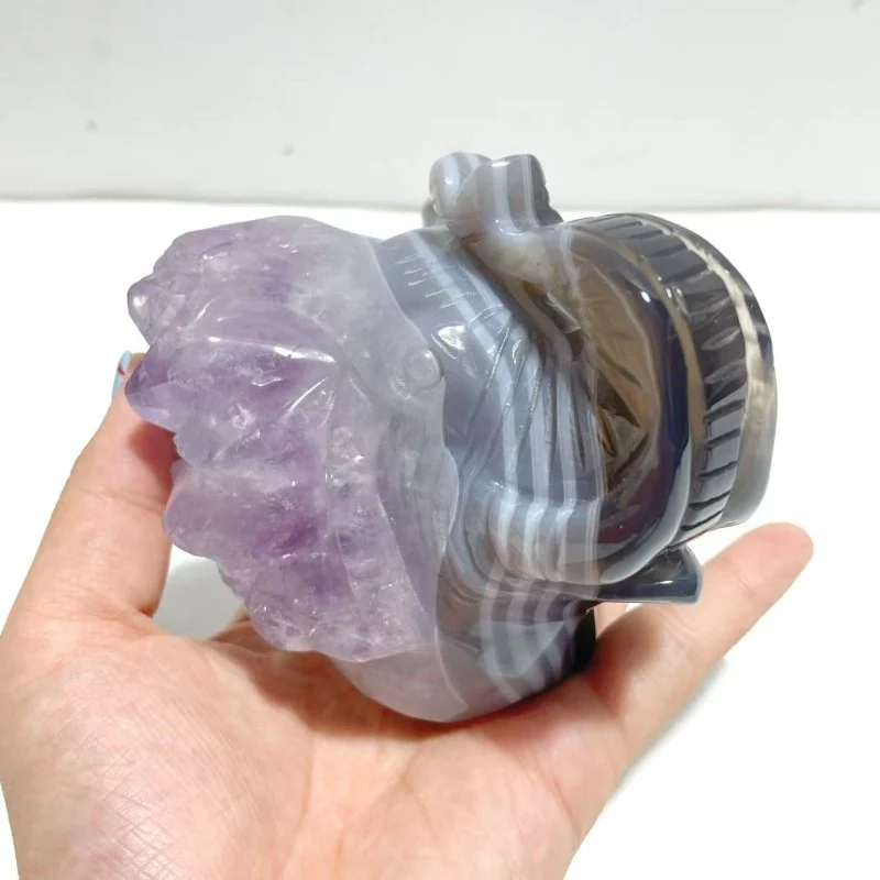 3 Pieces Amethyst Mixed Geode Druzy Agate Elephant Animal Carving #A14 - Image 4
