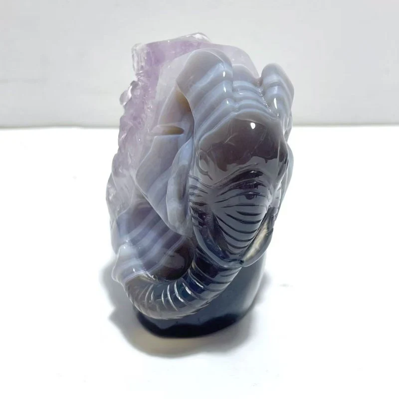 3 Pieces Amethyst Mixed Geode Druzy Agate Elephant Animal Carving #A14 - Image 6