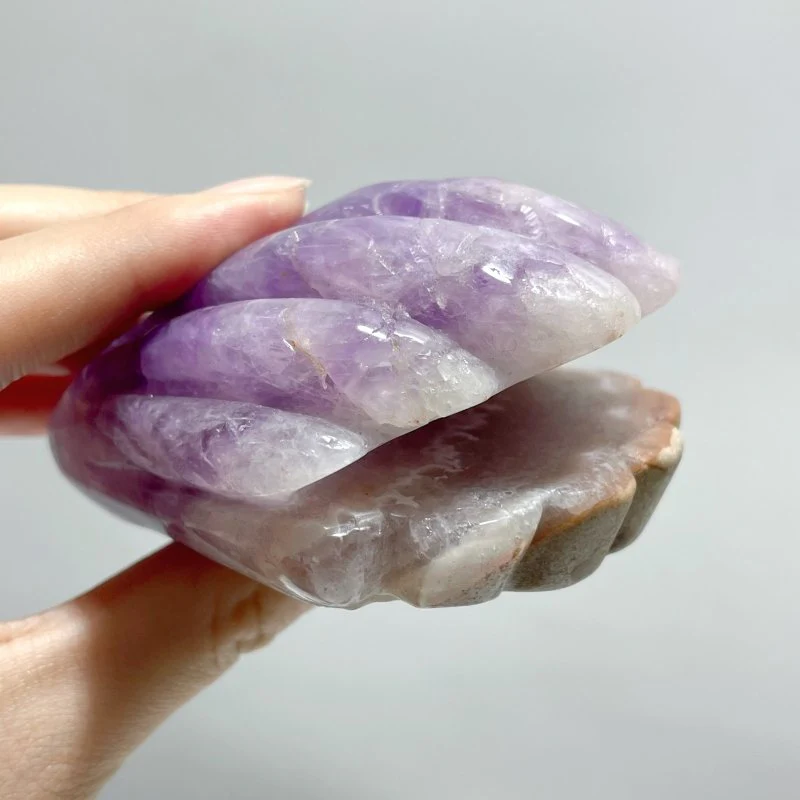 12 Pieces Amethyst Mixed Stripe Agate Shell Carving - Image 6
