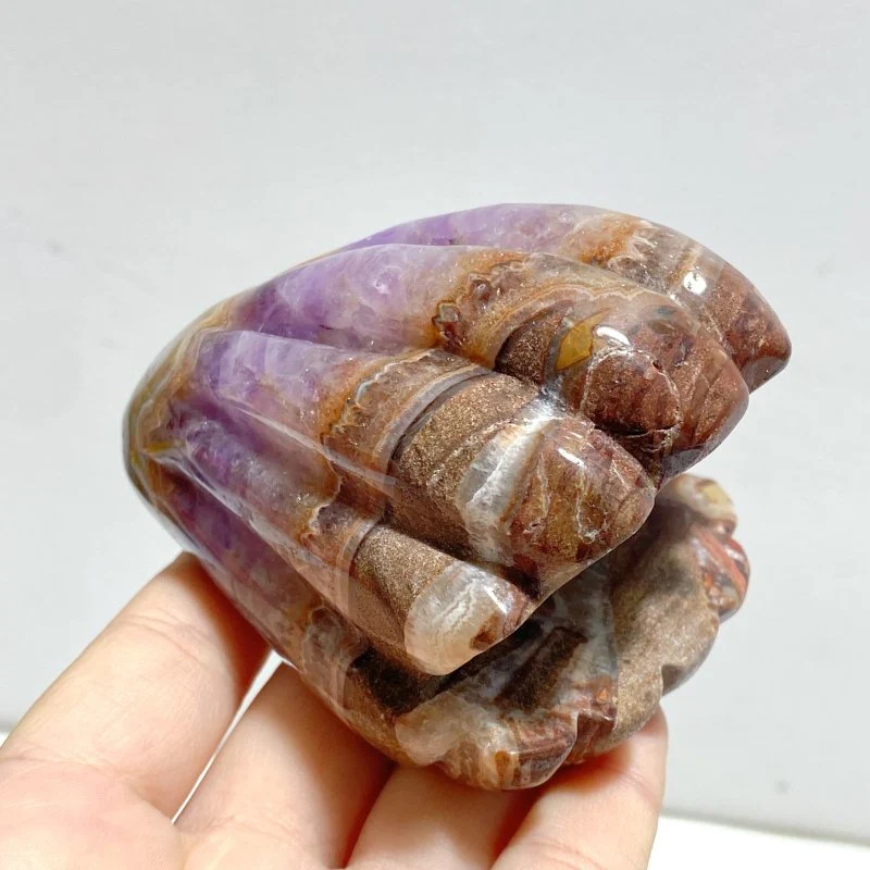 14 Pieces Amethyst Mixed Stripe Agate Shell Carving - Image 5