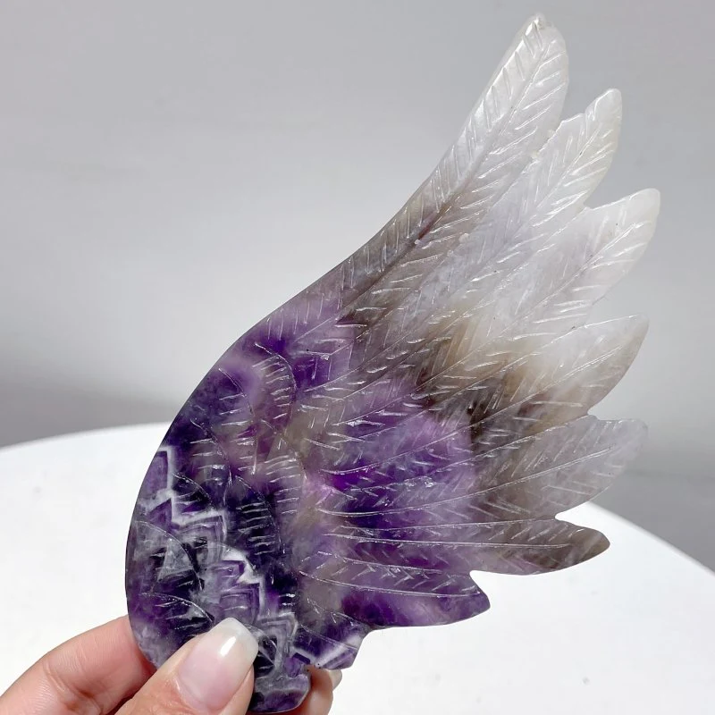 Chevron Amethyst Angel Wing Carving With Stand - Image 3