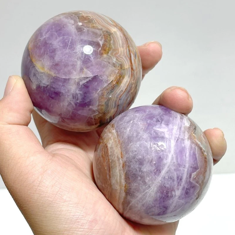 20 Pieces Amethyst Mixed Striped Agate Crystal Spheres - Image 2
