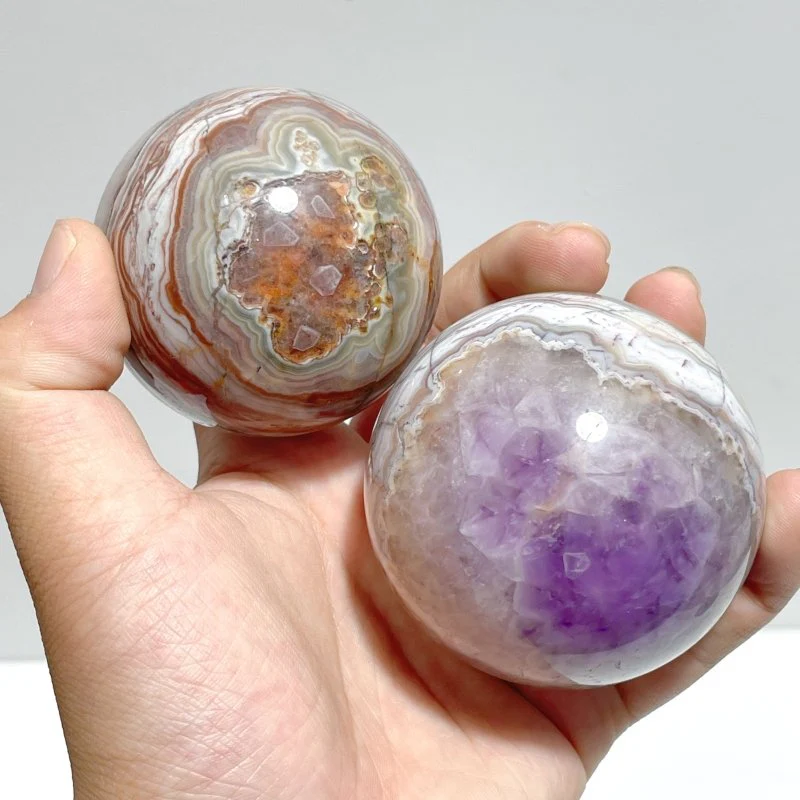 20 Pieces Amethyst Mixed Striped Agate Crystal Spheres - Image 5