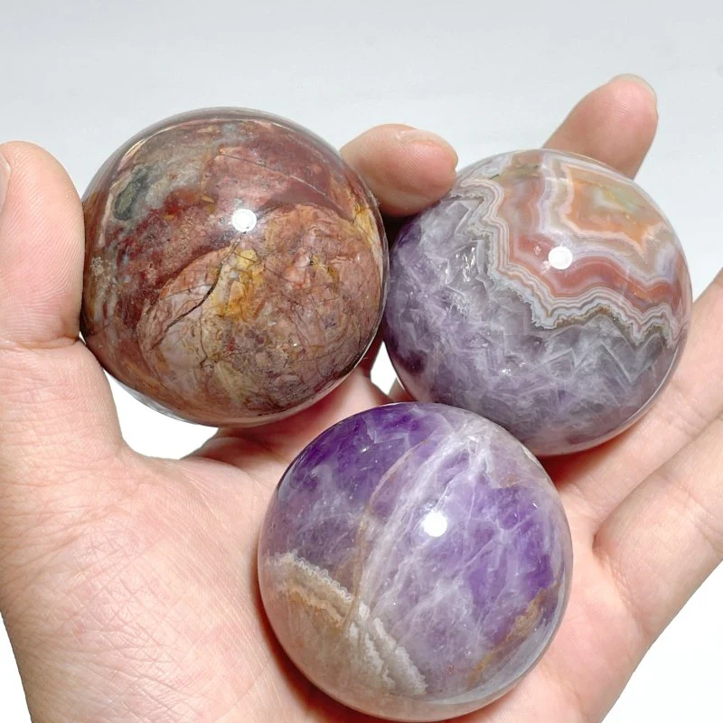 20 Pieces Amethyst Mixed Striped Agate Crystal Spheres - Image 6