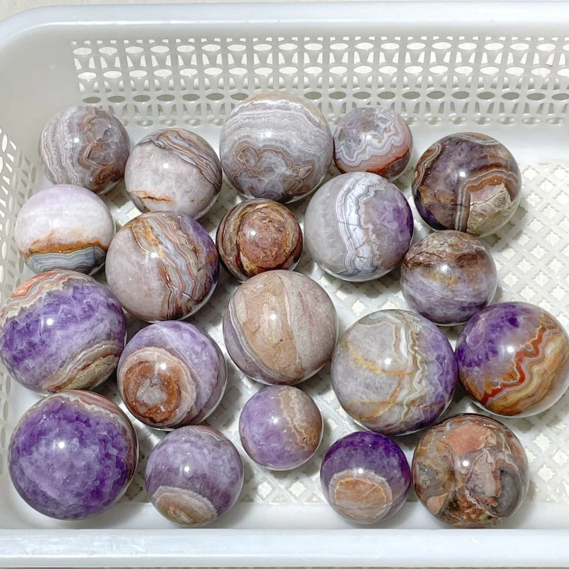 20 Pieces Amethyst Mixed Striped Agate Crystal Spheres - Image 8