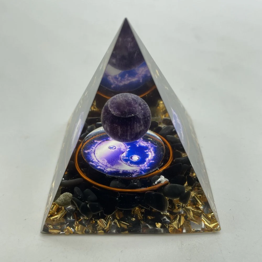 Amethyst&Obsidian Orgone Pyramid  Wholesale - Image 3