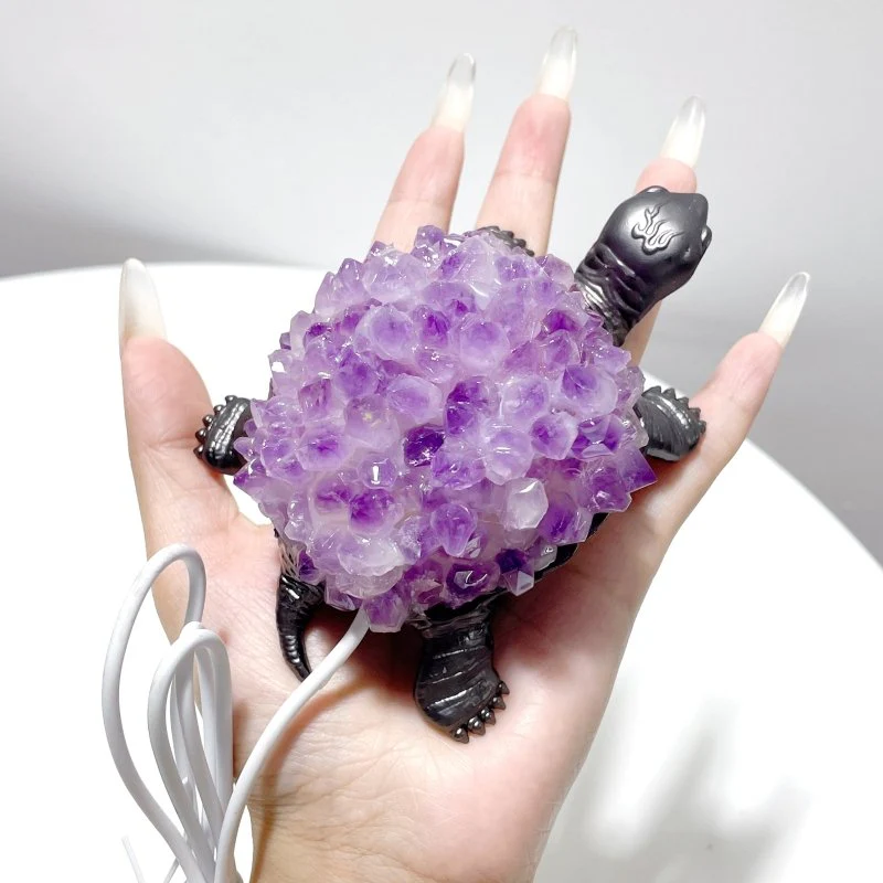 Amethyst Cluster Turtle LED Table Lamp Decorations - Image 2