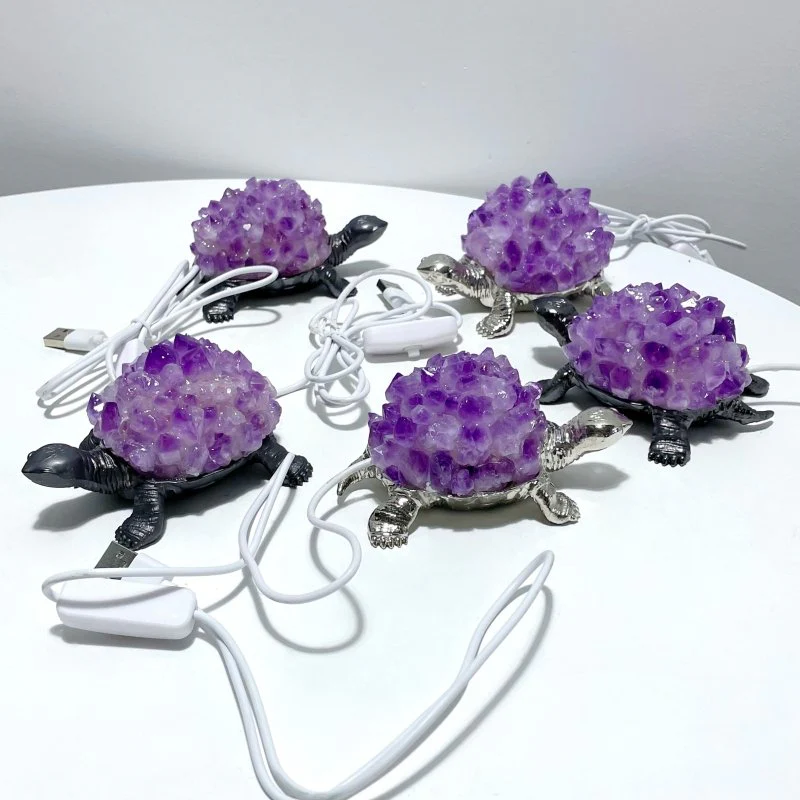 Amethyst Cluster Turtle LED Table Lamp Decorations - Image 3