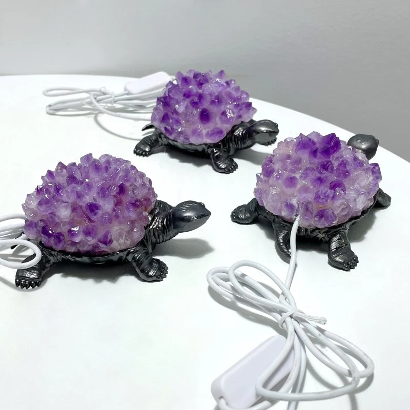 Amethyst Cluster Turtle LED Table Lamp Decorations - Image 6