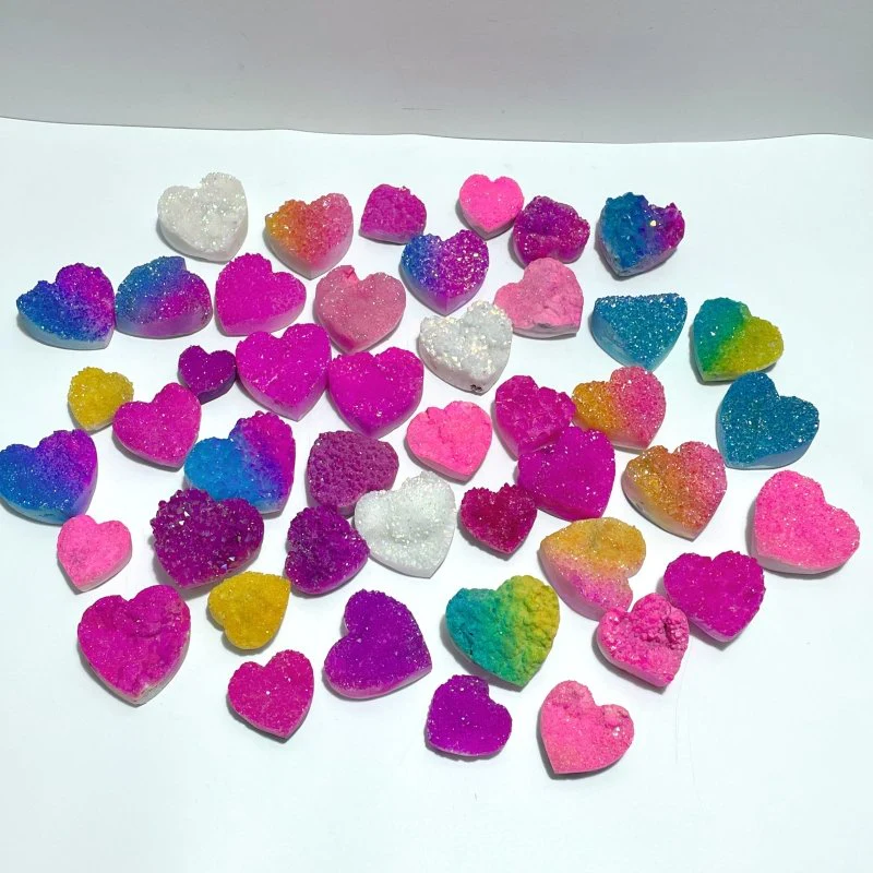45 Pieces Angel Aura Heart Crystals Spirit Quartz Cluster