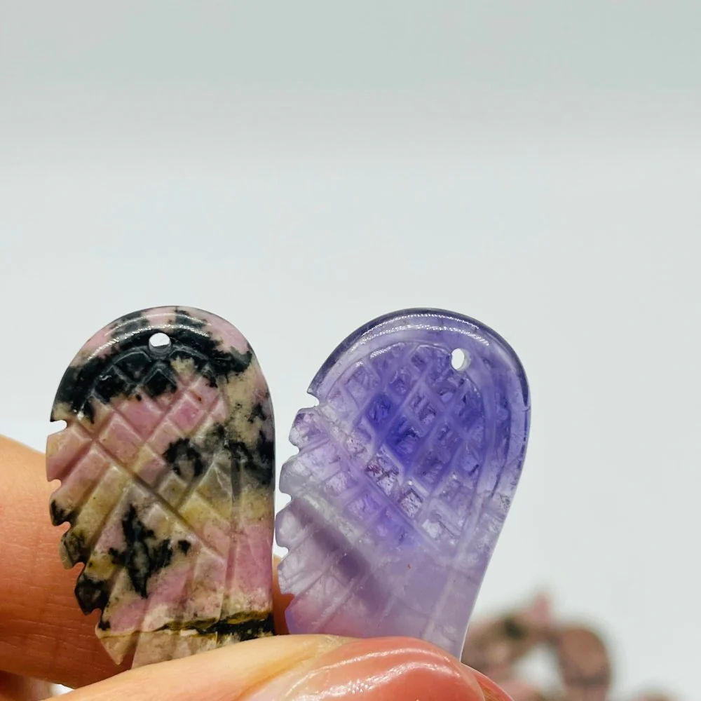 Angel Wing Carving Pendant Chevron Amethyst Rhodonite Wholesale - Image 2