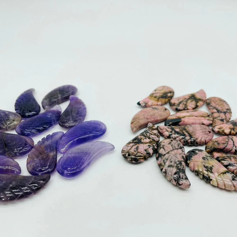 Angel Wing Carving Pendant Chevron Amethyst Rhodonite Wholesale - Image 3