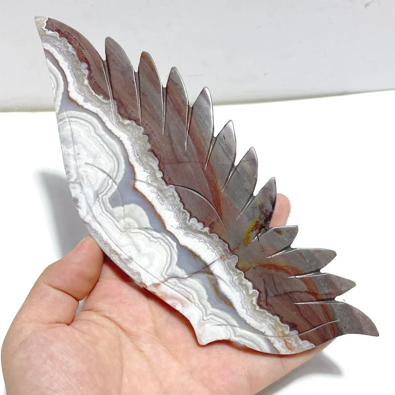 2 Pairs Angel Wing Carving With Stand Africa Blood Stone Morocco Agate - Image 7