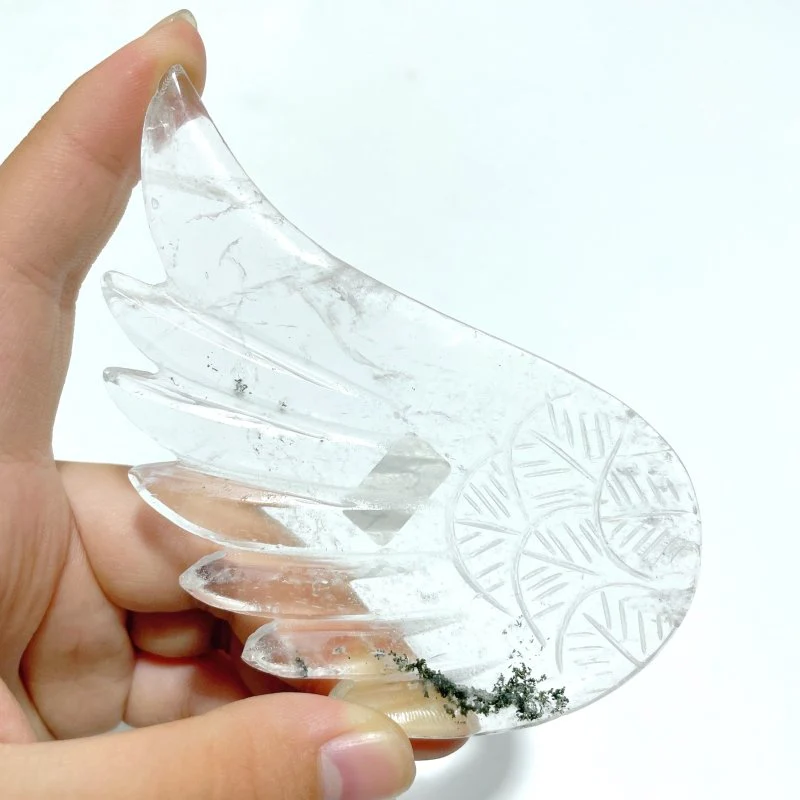 3 Pairs Angel Wing Carving With Stand Clear Quartz Smoky Quartz - Image 3