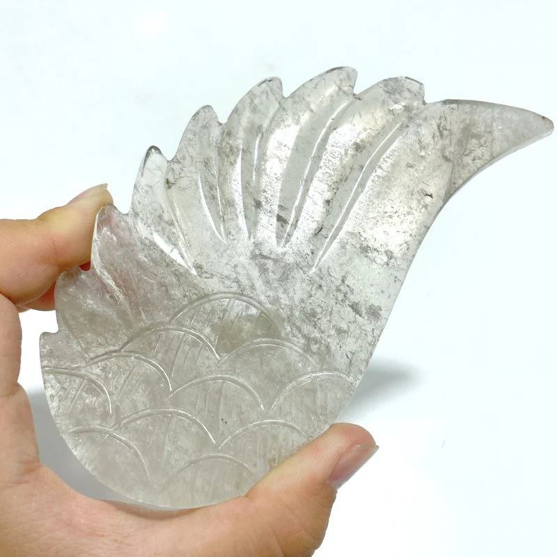 3 Pairs Angel Wing Carving With Stand Clear Quartz Smoky Quartz - Image 6