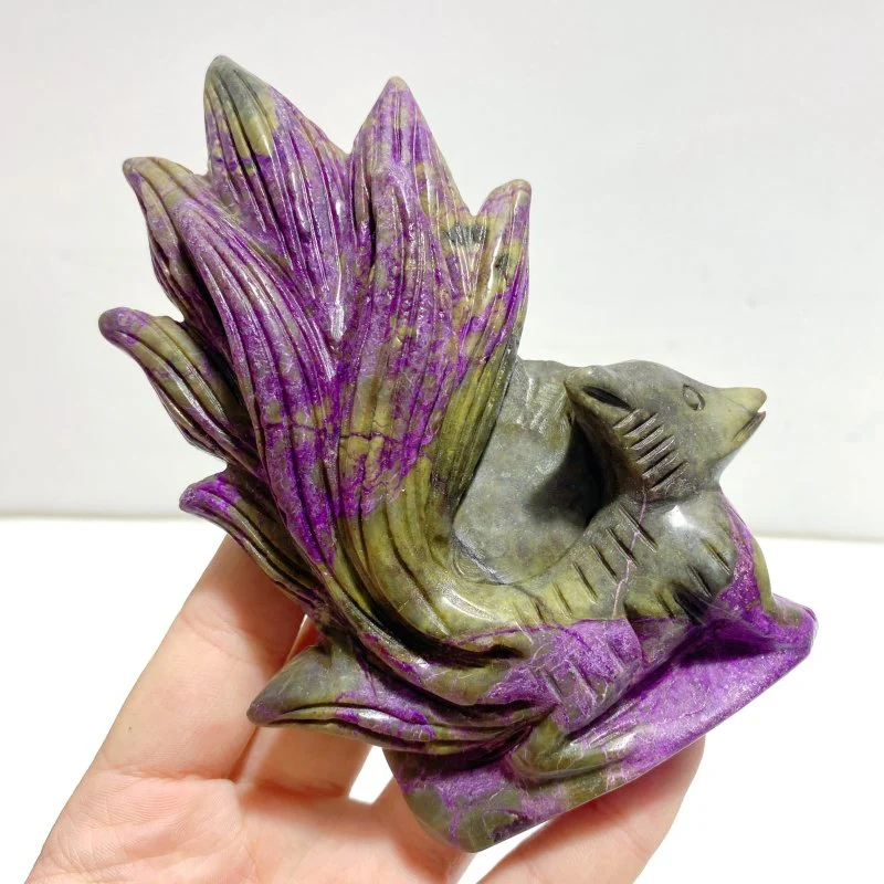 5 Pieces Atlantisite Nine-tailed Foxes Carving (With Crack) - Image 7