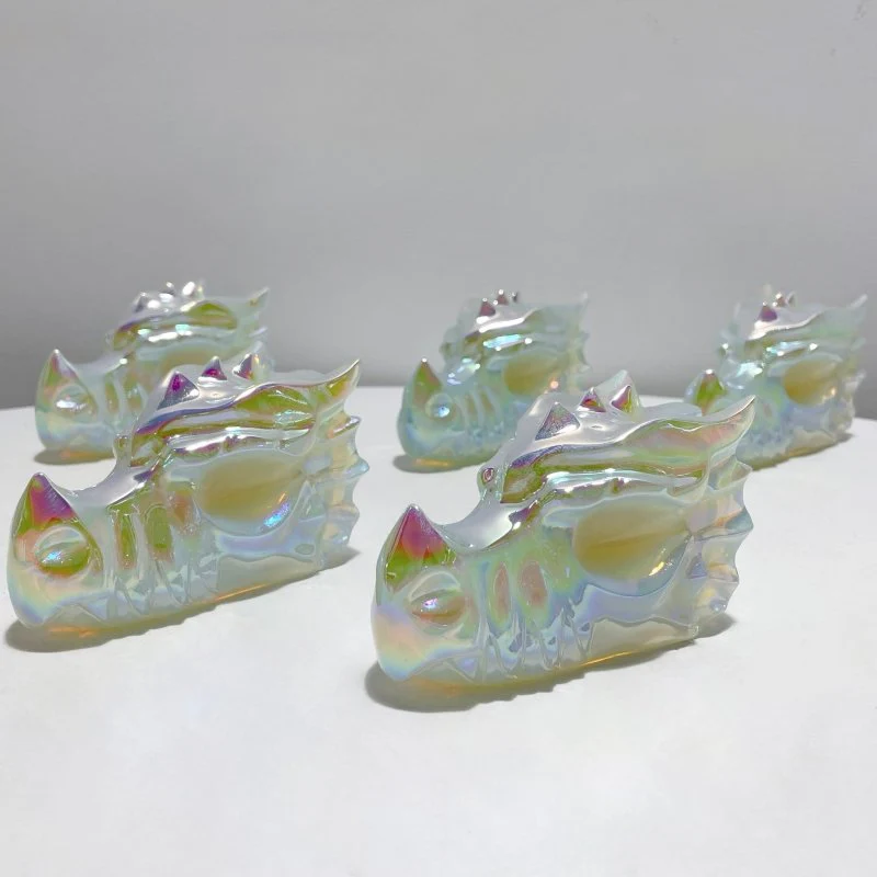 Aura 4in White Opalite Dragon Head Carving Wholesale