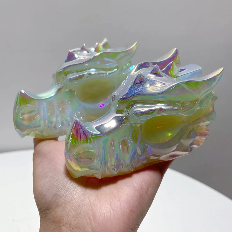 Aura 4in White Opalite Dragon Head Carving Wholesale - Image 5