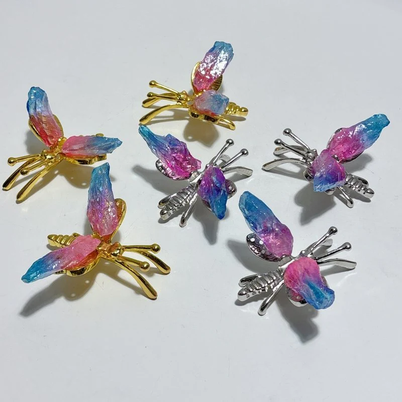 Aura Blue Pink Green Amethyst Dragonfly Carving Wholesale