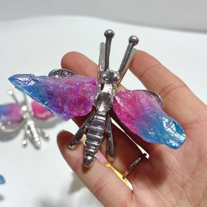 Aura Blue Pink Green Amethyst Dragonfly Carving Wholesale - Image 3