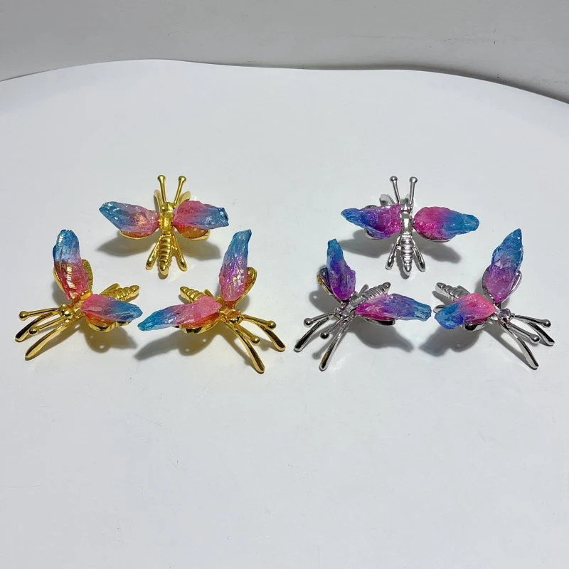 Aura Blue Pink Green Amethyst Dragonfly Carving Wholesale - Image 6