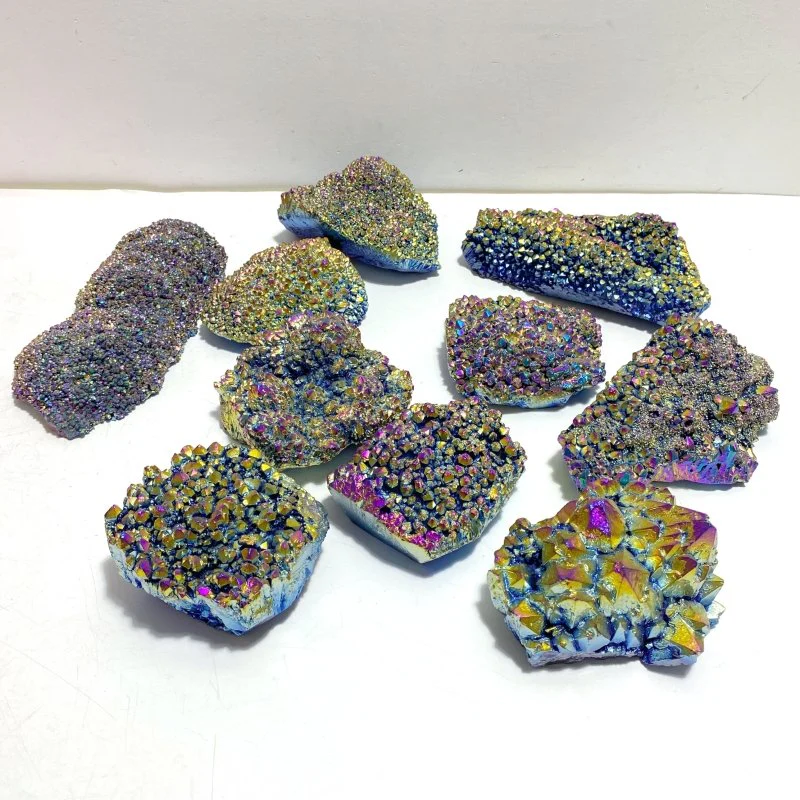 10 Pieces Aura Raw Clear Quartz Cluster Raw