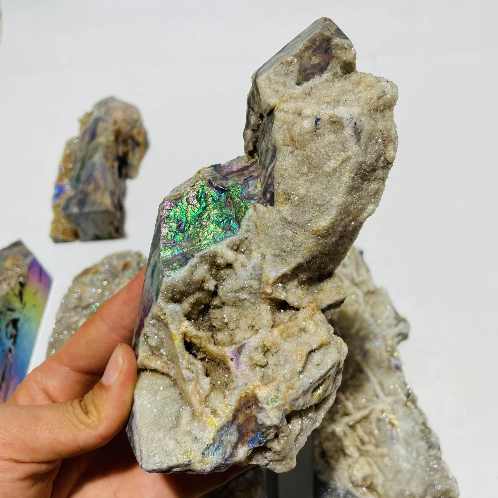 6 Pieces Large Aura Druzy Sphalerite Tower - Image 3